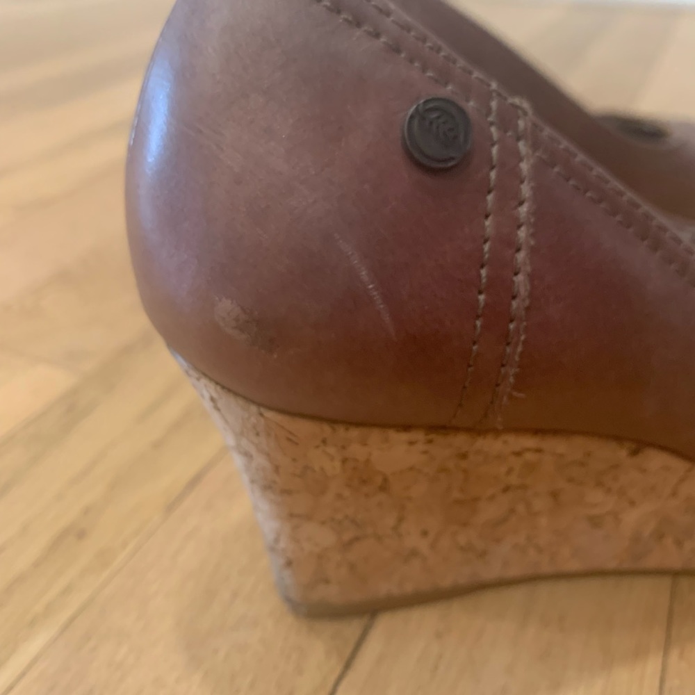 Nurture Peep Toe Metallic Cork Wedges - Picture 13 of 14
